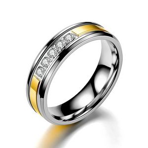 Roestvrij staal contrast kleur goud diamanten ringband vinger rij kubieke zirkonia ringen voor vrouwen mannen mode sieraden cadeau wil en sandy