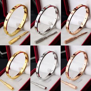 Joyería de pareja de acero inoxidable Pulseras de amor Brazaletes para mujer Destornillador de tornillo de cristal colorido dorado Brazaletes Hombre Pulseiras con bolsa de polvo