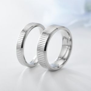 Roestvrijstalen paar ringen bandpatroon lijn korrelring voor vrouwen mannen fijne mode sieraden cadeau wil en sandy