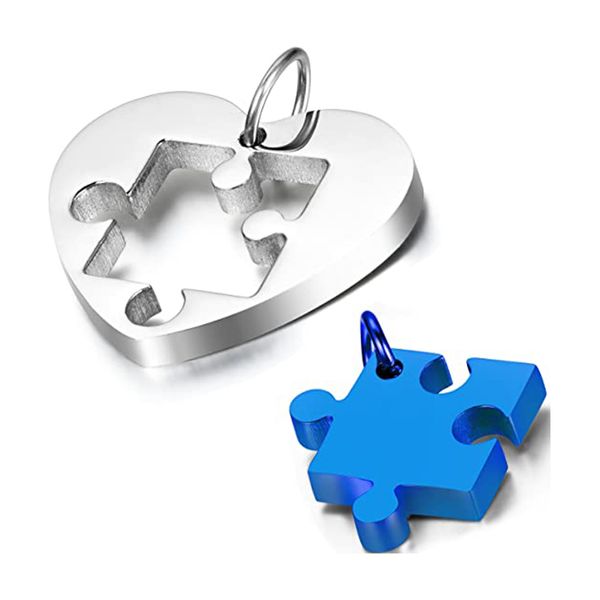 Collier avec pendentif en forme de cœur en acier inoxydable pour couple, pour la Saint-Valentin, chaîne incluse, avec emballage cadeau