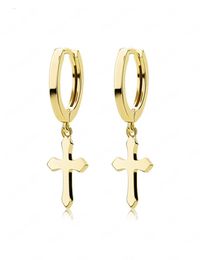 Roestvrijstalen kruisoorbel Klassieke minimalistische gouden kleur Bungelende kruisoorringen voor heren Dames Sieraden5178537
