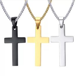 Roestvrij staal Cross hanglanke kettingen Partij Levert mannen Religie Faith Crucifix Charm Titanium Steaalketen voor vrouwen Fashion Jewelry Gift