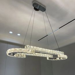 Roestvrijstalen kristal woonkamer plafond kroonluchter ring ring lichte slaapkamer eetkamer led home decor interieur glanzend lichtin