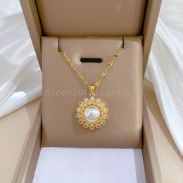 Pendentif tournesol en pierre de cristal en acier inoxydable, colliers en Zircon blanc pour femmes, couleur or, simulation de poire, ras du cou de mariage