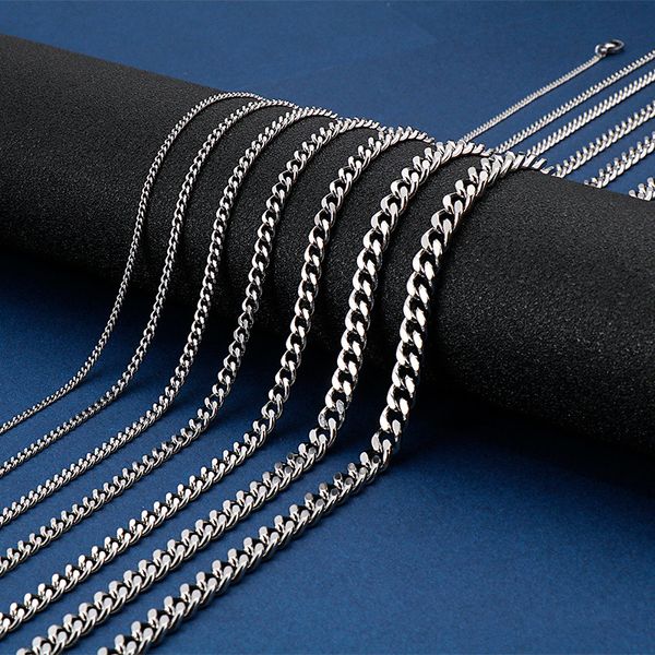 Collier à maillons de chaîne cubaine en acier inoxydable pour hommes Accessoires de bijoux de chaîne de meulage en gros