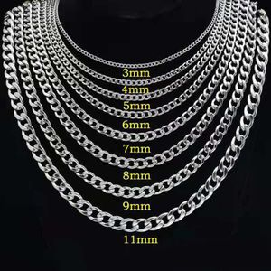 Collier de chaîne cubaine en acier inoxydable pour hommes femmes Hip Hop argent chaîne épaisse colliers chaîne à maillons gourmette collier tendance bijoux 3MM 5MM 7MM 9MM