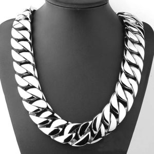Collar de acero inoxidable con eslabones cubanos de 32 mm, cadena de Miami, regalos de joyería de Hip Hop Rock para hombres