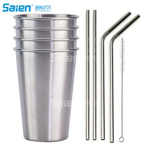 Camp Kitchen Vasos de acero inoxidable de 16 oz (juego de 4) Vasos de metal saludables Premium apilables inastillables - Sin BPA, de viaje, portátil