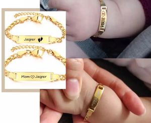 Bracelet d'identification personnalisé en acier inoxydable avec nom réglable pour bébé et enfant en bas âge, cadeau d'anniversaire pour fille et garçon, 240326