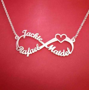 Nombre personalizado de acero inoxidable Collar personalizado Rose Gold Silver Infinity Pends Amistad Friendship Jewelry Friend 2111238729060