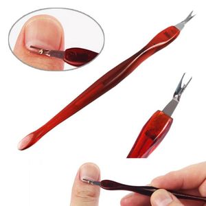 Roestvrij staal Cuticle Pusher Nail Art Fork Manicure Tool voor Trim Dode Huid Vork Nipper Pusher Trimmer Cuticle Remover F1729