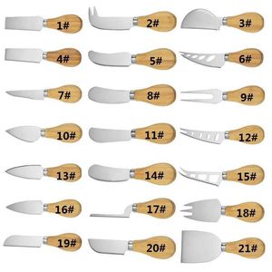 Acier inoxydable Couverts Beurre Spatule Bois Beurre Couteau Fromage Dessert Confiture Épandeur Petit Déjeuner Outil 400 pcs DAP461