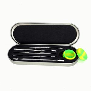 Roestvrij staal Dab Tool Droog Kruid Vaporizer pen Dabber voor Wax Verstuiver water bong met Siliconen pot case Container Vapor Pen Kits