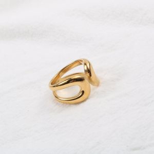 Anillo de Metal geométrico para mujer, diseño de acero inoxidable de tendencia 2021, regalo para mujer, joyería de estilo coreano de amor Vintage dorado plisado