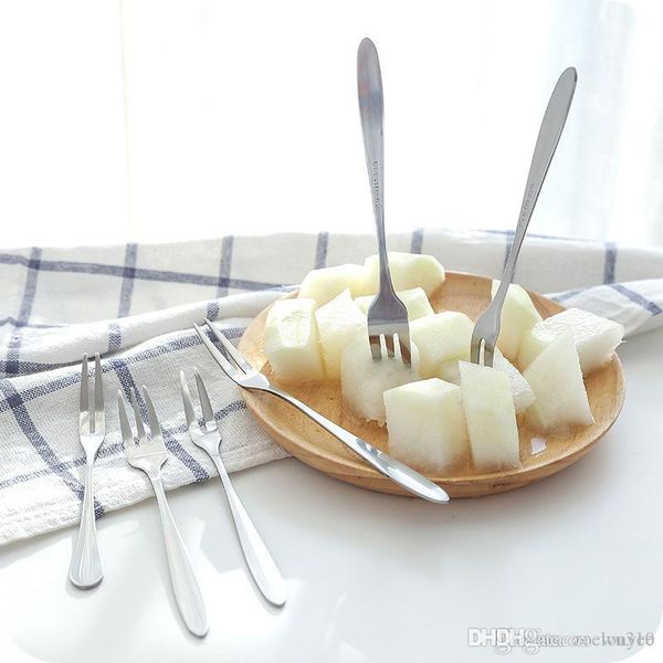 Fourchette à fruits en acier inoxydable | Fourchette à fruits, vaisselle domestique, fourchettes à dessert, conception de miroir, épaissir la cuisine de l'hôtel, fourchettes à poignée lisse XDH1243 T03