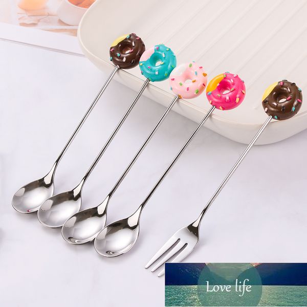 Cuchara de postre de acero inoxidable Lindo Mini Helado Café Cucharas para revolver Pastel Tenedor Cucharadita Tenedor de fruta Cubiertos de cocina Precio de fábrica diseño experto