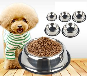Cuenco de acero inoxidable para perros y gatos, antideslizante, duradero, alimentador de alimentos para exteriores, cuencos de agua para perros pequeños, medianos y grandes, alimentación de mascotas, suministros para beber WLL8