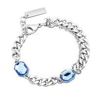 Bracelet ￠ double couche en acier inoxydable Bleu noir 10 mm gros cristal punk hommes femmes unisexe de 6,5 mm de largeur de largeur bijoux avec la cha￮ne d'extension de la cha￮ne pr￩sente