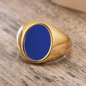 Rvs Drip Blue Rubberen Ovale Ring voor Heren Dames Mode Geschenken Bling Sieraden VS 6-9 #