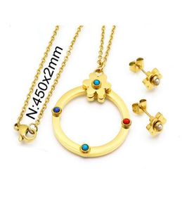 Boucles d'oreilles en acier inoxydable, collier ours, ensemble de bijoux, collier Pendientes de oso Conjunto de joyas8330995