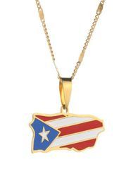 Roestvrijstalen email Puerto rico kaart hanger ketting voor vrouwen mannen puerto ricans kaart keten sieraden171305333