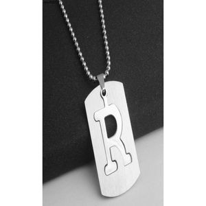 Roestvrij staal Engels alfabet r Naamteken Hanger Ketting Beginletter Symbool Afneembare Letter Dubbellaags Tekstketting