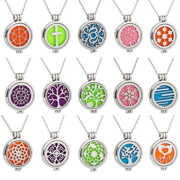 Collares de aceite esenciales de acero inoxidable collares que brillan en el plato de aromaterapia oscura cadena de plata colgante para mujeres regalo de joyería de moda