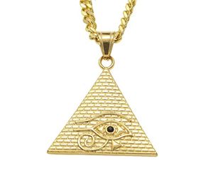 Roestvrijstalen oog van Horus Pyramid Vrijmetselaars Masonic Hanger Zwart Evil Oog Kristallen Mason Ketting Religieuze Sieraden