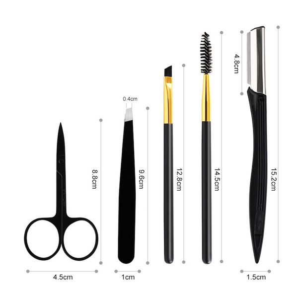 Outils de mise en forme des sourcils en acier inoxydable 5pcs / set outils de maquillage tondeuse à sourcils brosses à sourcils couteau livraison gratuite par DHL