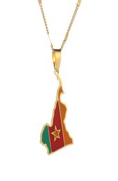 Acier inoxydable mode cameroun carte drapeau pendentif colliers cartes de pays à la mode camerounais émail chaîne bijoux cadeau 7528084