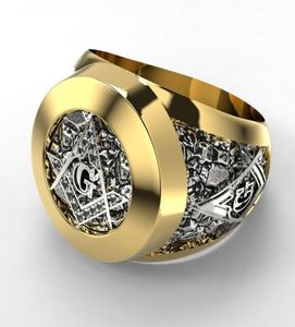 Roestvrijstalen mode -sieraden Vrijmetselaarsring voor mannen Mason Symbool G Templar Masonry Rings2355273