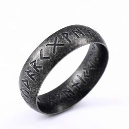 Bague en acier inoxydable pour hommes, Style à la mode, Double lettre, mots Rune, Odin, amulette Viking nordique, anneaux rétro, bijoux