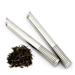 Acero inoxidable palillos de té filtro colador cucharadita de té Los coladores oblicua del tubo de Infuser del té Steeper