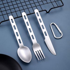 Roestvrijstalen flatware set hulpprogramma bestek mes mes vork lepel accessoire keuken gebruik camping wandelen servies gereedschap gereedschap