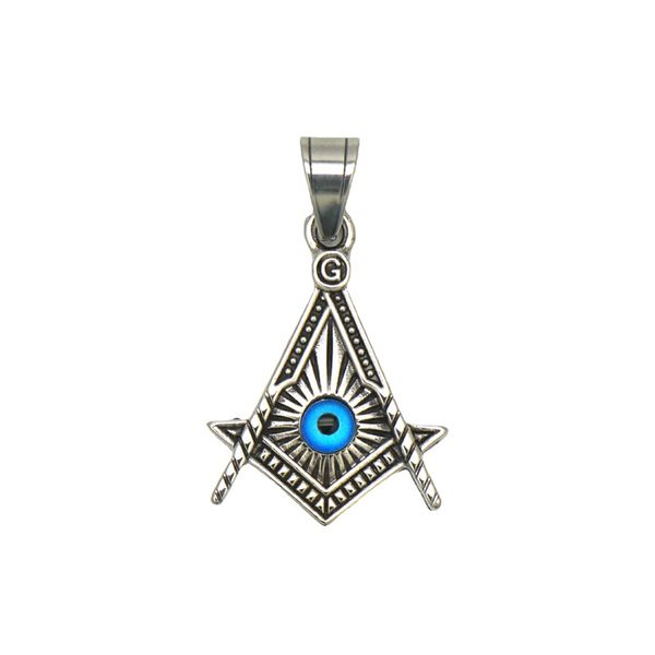 Acero inoxidable masón masónico mal de ojo colgante collares ojo azul piedra albañilería encanto colgante joyería para hombres mujeres parejas