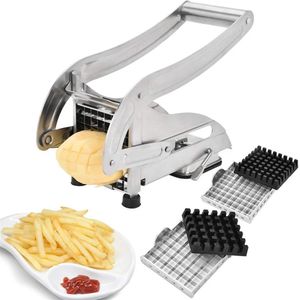 Coupeur de trancheuse de bande de chips de pommes de terre de frites d'acier inoxydable avec 2 lames Chopper Chips Machine faisant l'outil de pommes de terre coupées frites 240315