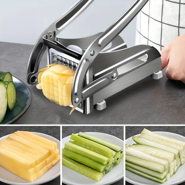 Français en acier inoxydable Slick Vegetable Food Coup Machine Machine Cutter robuste pour la pomme de terre Gadgets Gadgets Slicer 240408