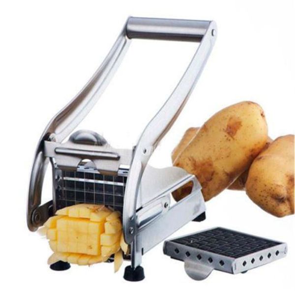 Acier inoxydable Français Professionnel Fry Cutter Machine Légumes Pommes de terre Cuisine Chipper Slicer avec 2 lames interchangeables 201123