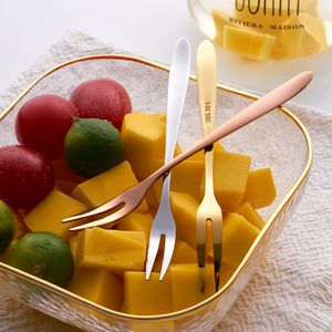 RVS Fruit Vorken Glad Handvat Taart Salade Dessert Vork Restaurant Cafetaria Thuis Servies Servies Bestek Keuken Gereedschap Accessoires Geschenk ZL0263