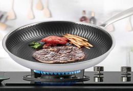 Roestvrijstalen koekenpan anti -aanbak pot 26 cm gefrituurde steak steelpan dubbelzijdige honingraat keukengerei pans4986537