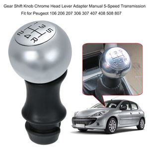 Roestvrijstalen versnellingsknop Knop Knop Chrome hoofdhendel ADAPTER Handleiding 5-versnellingsbak Handmatig transmissie VTS Sports Handballfit voor Peugeot 106 207 306 307 407 408 508 508 807