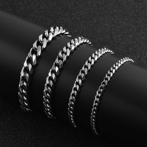 Bracelet en or en acier inoxydable Chaîne de liaison cubaine à la main Chaînes en acier bracelets charme cadeaux pour les accessoires masculins Q0605 {catégorie}