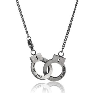 Collier avec menottes de foi en acier inoxydable, or et argent, pendentif à breloque, chaînes de pull rétro, Hip Hop, manacle, lettres posées gravées, bijoux de mode