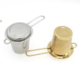 Passoire à thé en acier inoxydable doré, panier pliable pour infuseur à thé, tasse, accessoires de service à thé