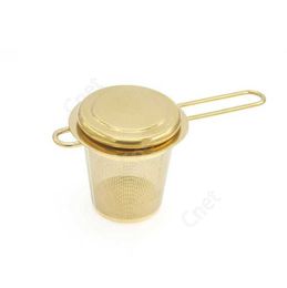 Roestvrij staal Gouden Tea Strainer Vouwbare Thee Infuser Basket voor Teapot Cup Teaware 500 stks DAC504