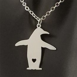 Collier pendentif pingouin doré en acier inoxydable, argent, amour animal, bijoux pour hommes et femmes, cadeau de saint-valentin 240y