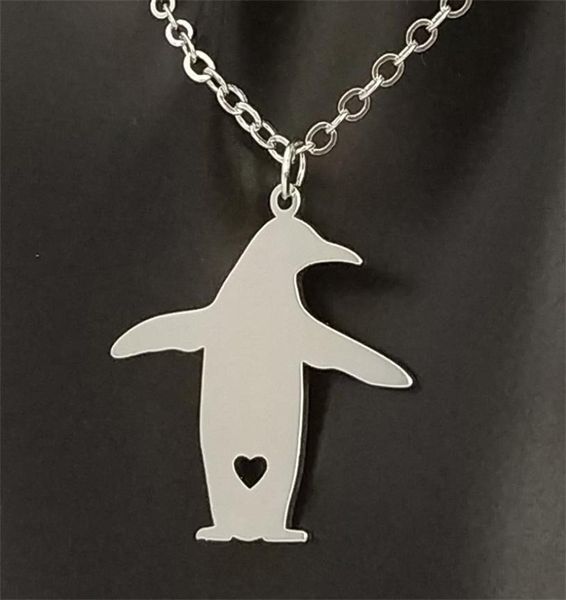 Collier pendentif pingouin doré en acier inoxydable, collier animal d'amour en argent pour hommes et femmes, bijoux cadeau de la saint-valentin 3696091