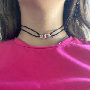 Roestvrijstalen handboei ketting Les Menottes hanger verstelbaar touw voor mannen vrouwen ketting Frankrijk Bijoux collier