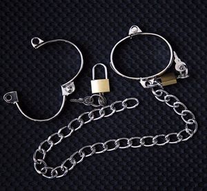 Menottes en acier inoxydable poignets à la cheville pour couples Corgons verrouillables métalliques BDSM Bondage Contacts Adult Game Toys for Men Woman Y24642373