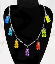 Acier inoxydable à la main bonbons 7 couleur mignon Judy Cartoon Bear Charm Collier For Women Girl Daily Jewelry Party Cadeaux Y04209078879